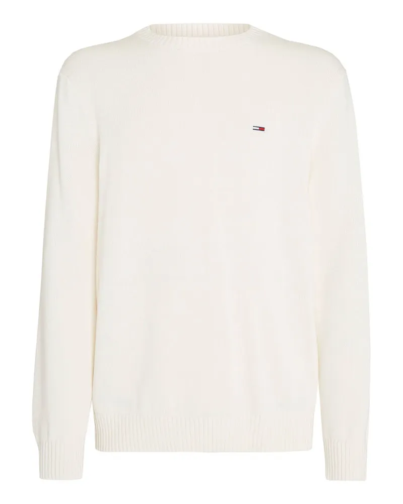Tommy Hilfiger Herren Strickpullover aus Bio-Baumwolle TJM SLIM ESSNTLS C-NECK SWEATER Slim Fit Weiss