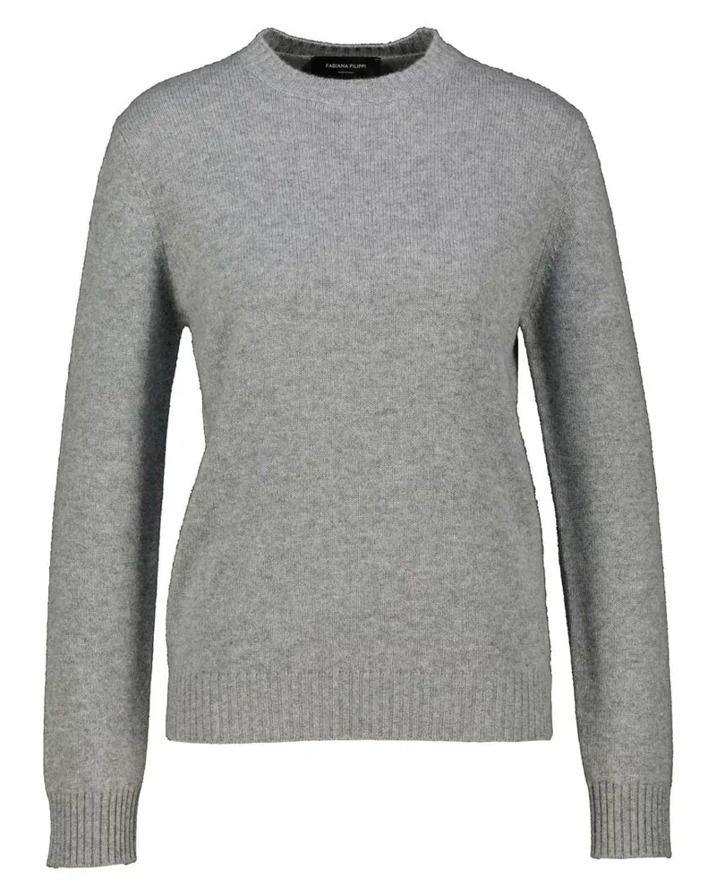 Fabiana Filippi Damen Strickpullover aus Wolle, Seide und Kaschmir PLATINUM Grau