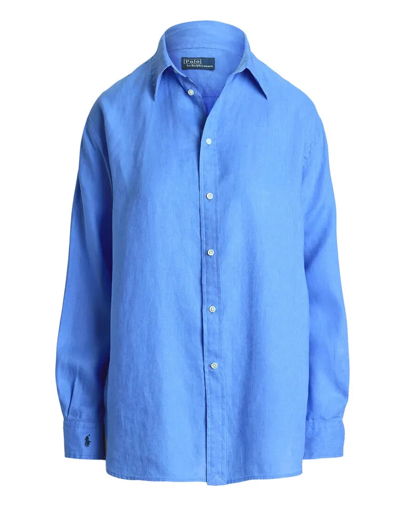 Ralph Lauren Damen Leinenbluse Classic Fit Blau