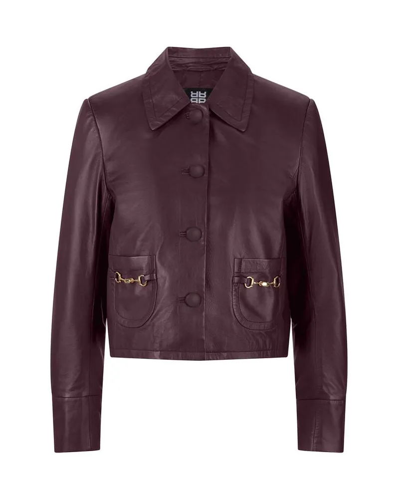 Riani Damen Hemdjacke aus Nappaleder Cropped Fit Braun