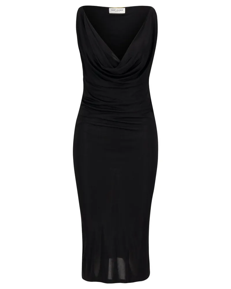 Saint Laurent Damen Jerseykleid Schwarz