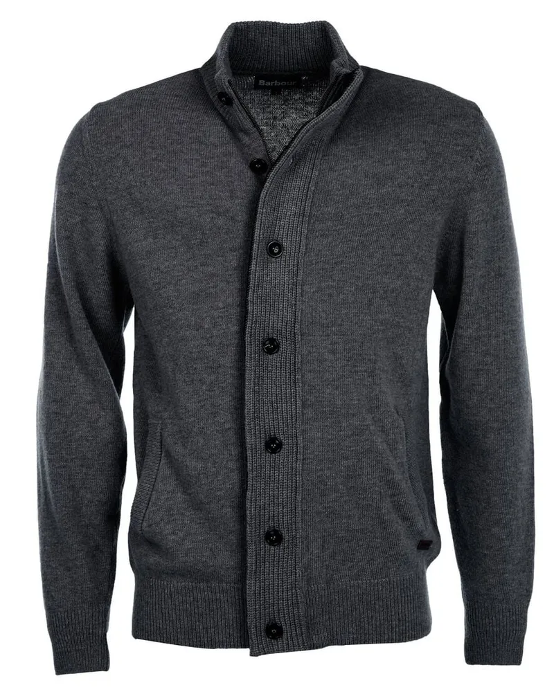 Barbour Herren Strickjacke aus Wolle ESSENTIAL PATCH Grau