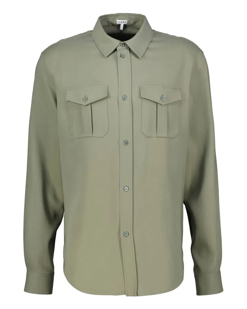 Loewe Herren Freizeithemd aus Cady Regular Fit Khaki