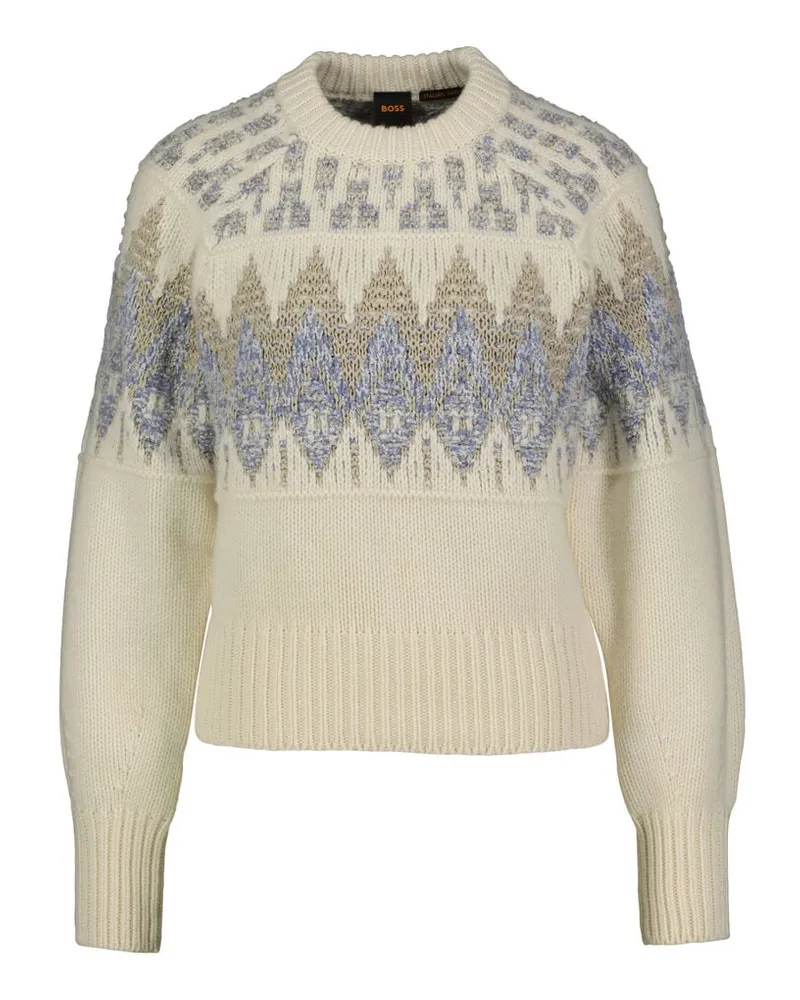 HUGO BOSS Damen Pullover mit Wolle C_FAROMBO Offwhite