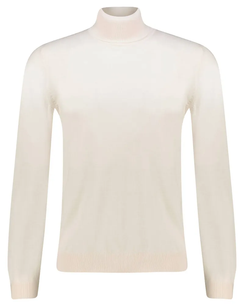 HUGO BOSS Herren Rollkragenpullover MUSSO-P aus Wolle Weiss