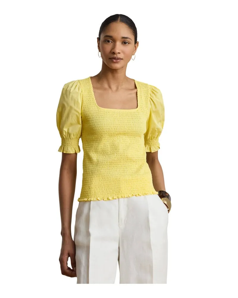 Ralph Lauren Damen Shirt mit Rüschen Gelb
