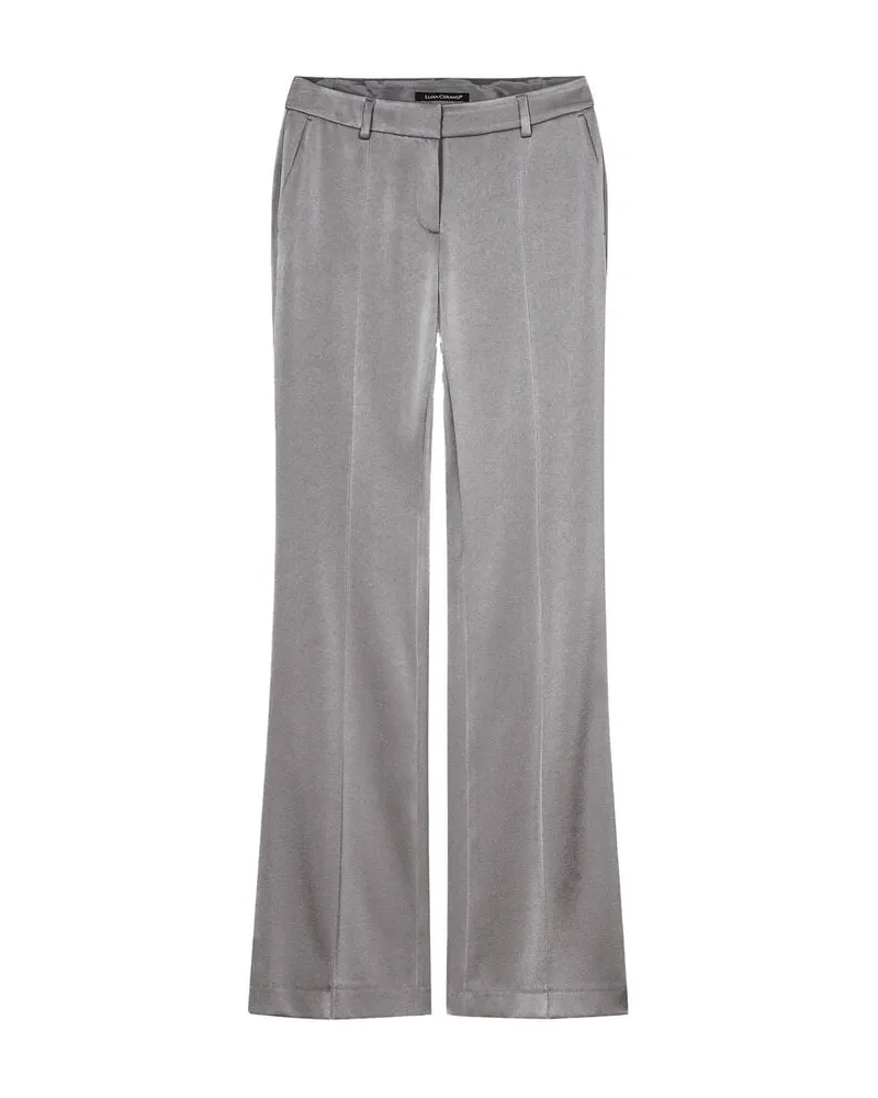Luisa Cerano Damen Hose aus Acetat-Viskose SATIN-BOOTLEG-PANTS Silber