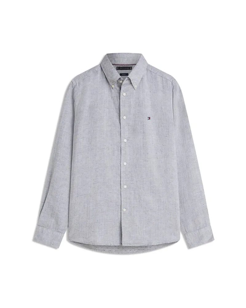 Tommy Hilfiger Herren Hemd aus Leinen-Mix Navy