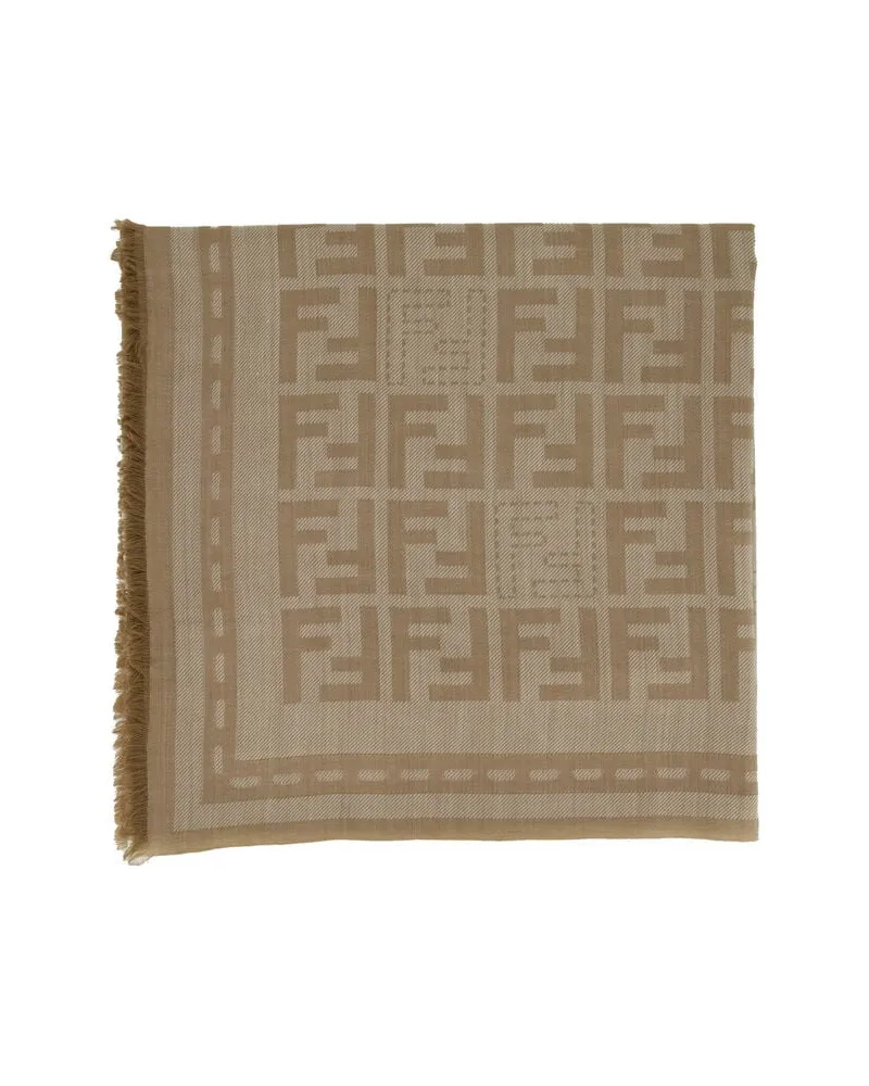 Fendi Damen Wolltuch FF SHAWL Taupe
