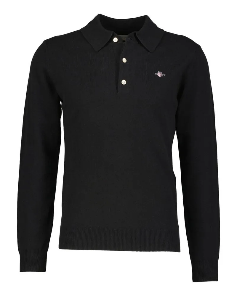 Gant Herren Strickpullover aus Wolle Schwarz