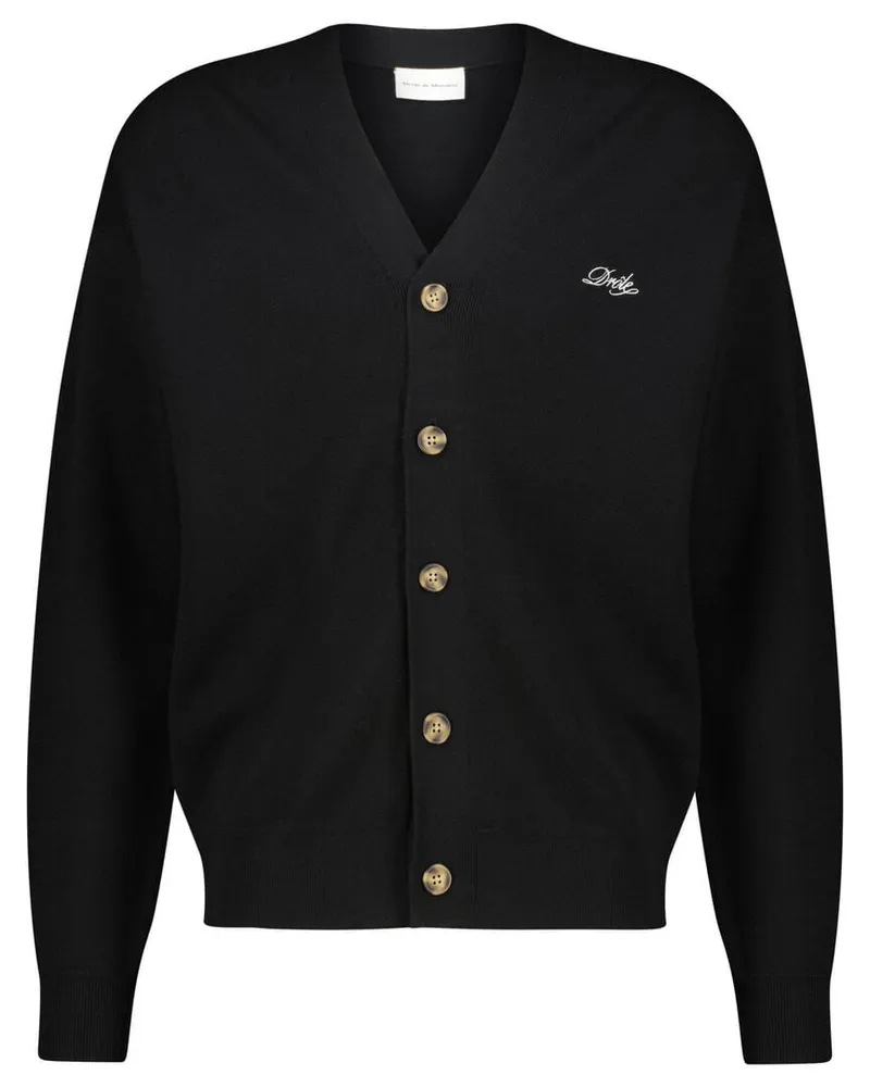 Drôle de Monsieur Herren Strickjacke aus Merinowolle LE CARDIGAN DROLE Schwarz