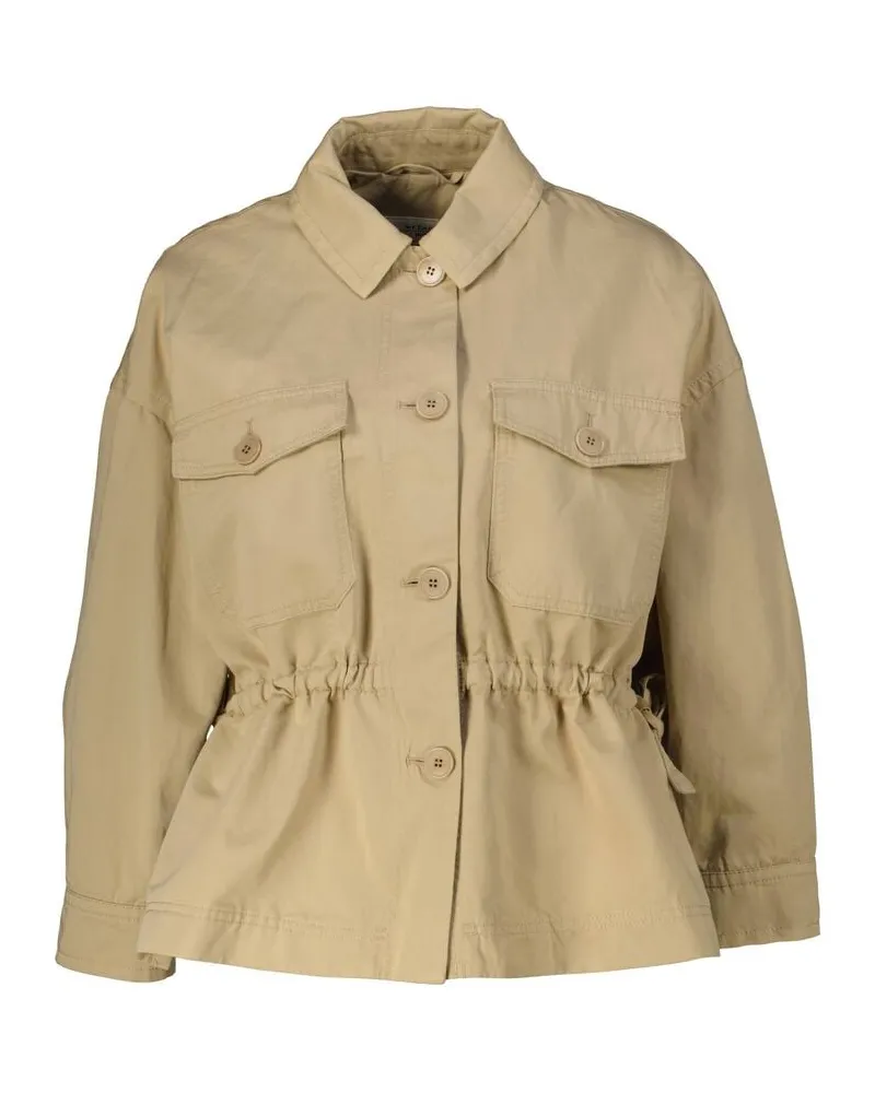 Max Mara Damen Jacke aus Baumwolle und Leinen EGER Sand