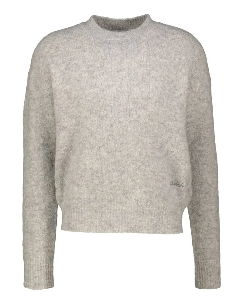 AMI Paris Herren Strickpullover mit Alpaka und Merinowolle Grau