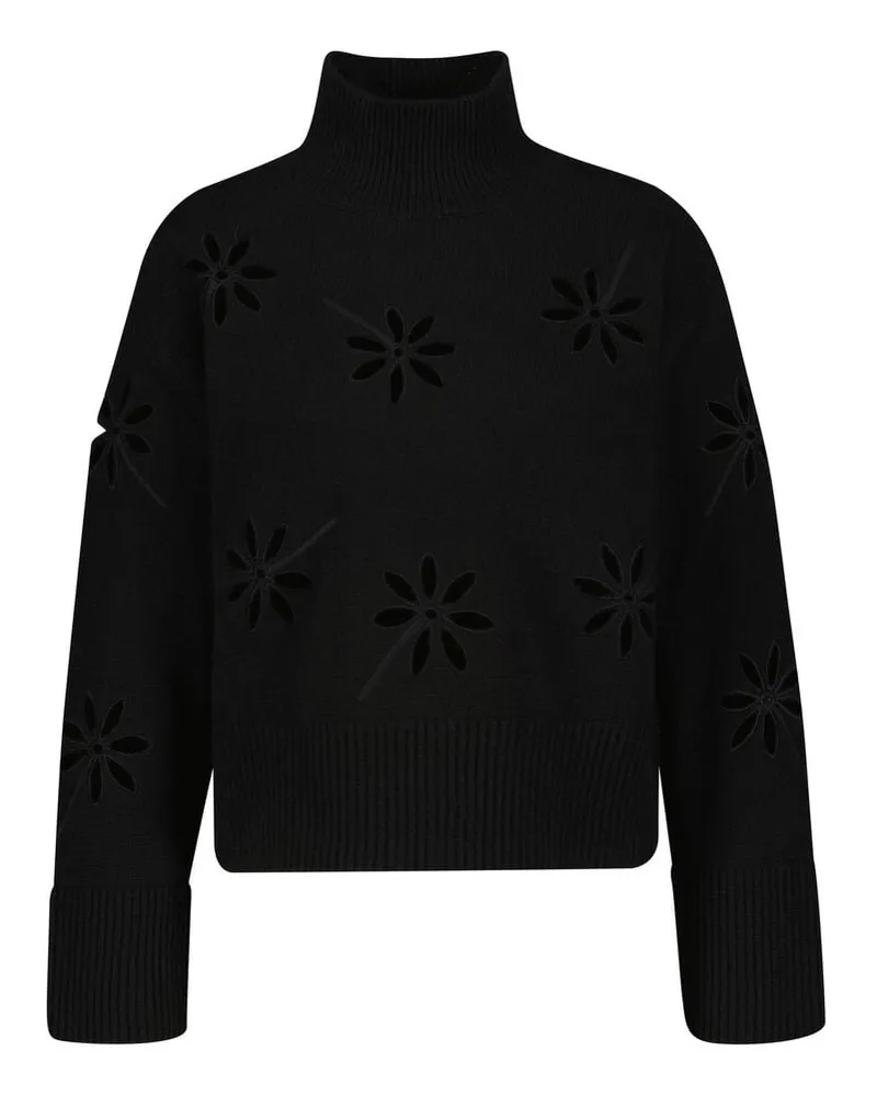 Maison Common Damen Strickpullover mit Cut-out-Design Schwarz