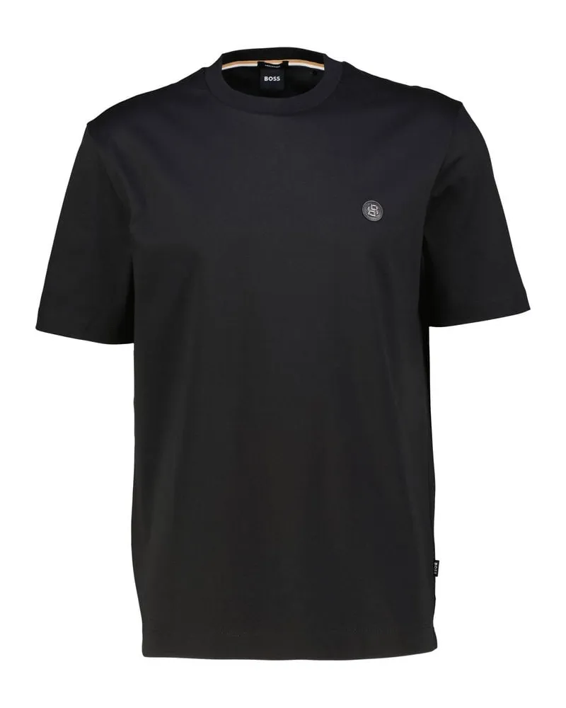 HUGO BOSS Herren T-Shirt aus merzerisierter Baumwolle C-TAUT Schwarz