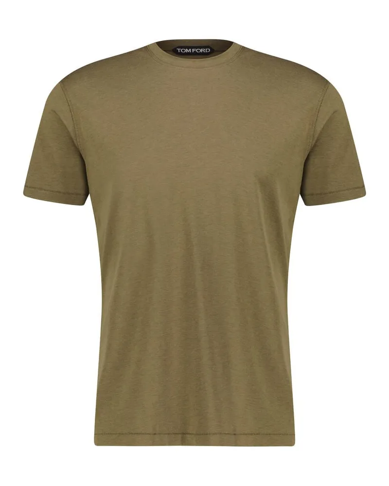 Tom Ford Herren T-Shirt aus Lyocell aus Baumwolle Regular Fit Oliv