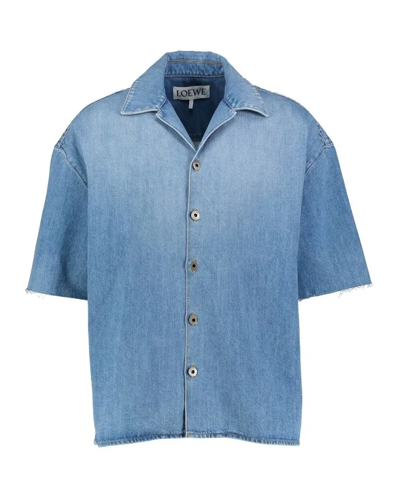 Loewe Herren Jeanshemd AMAGRAM SHORT SLEEVE SHIRT Blue