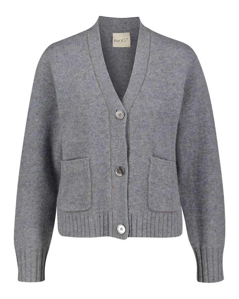 pure Damen Strickjacke aus Kaschmir Grau-mel.