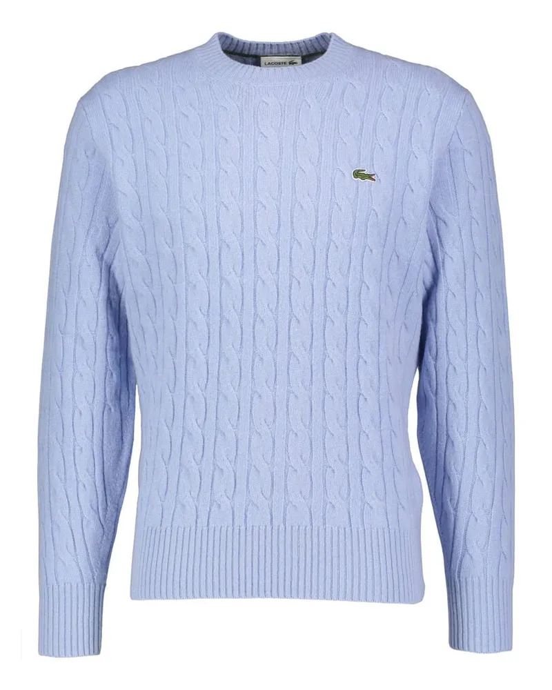 Lacoste Herren Pullover mit Zopfstrick Hellblau