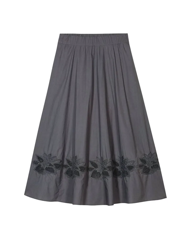 Luisa Cerano Damen Rock aus Popeline mit Stickerei Anthrazit