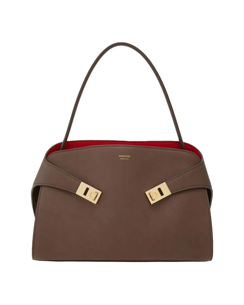 Ferragamo Damen Schultertasche HUG SOFT M Taupe