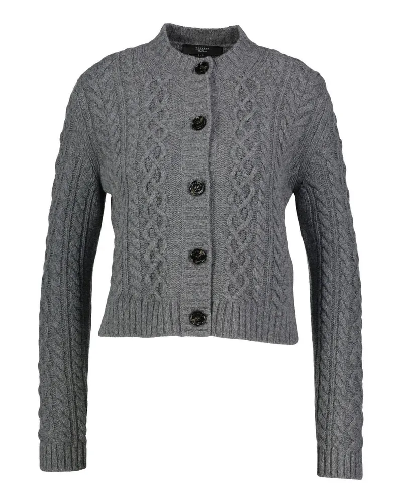 Max Mara Damen Strickjacke aus Schurwolle mit Zopfmuster ABITO Anthrazit