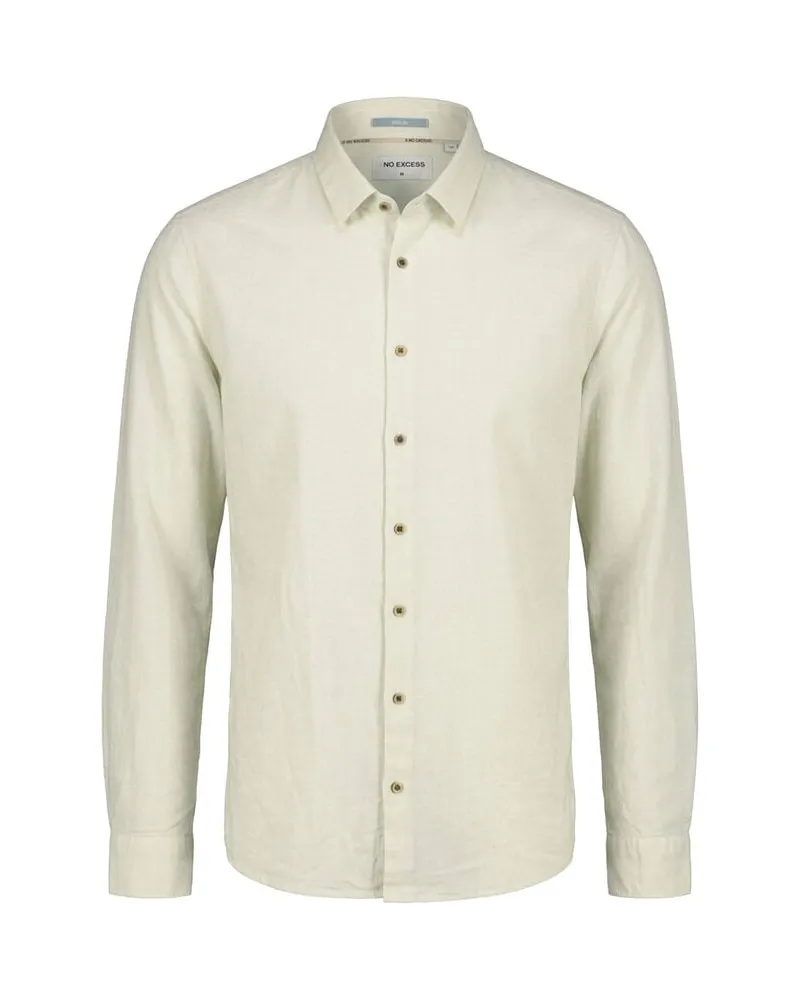 No Excess Herren Hemd aus Leinen und Baumwolle Grün
