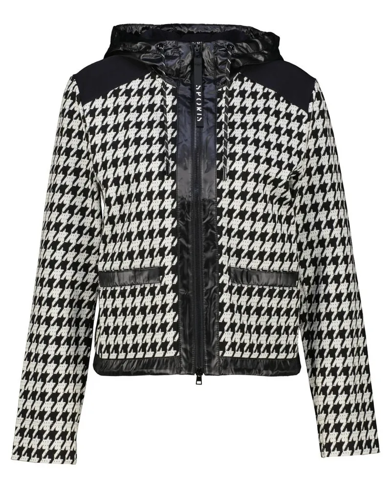 Marc Cain Damen Kapuzenjacke im Chickcheck-Dessin Schwarz