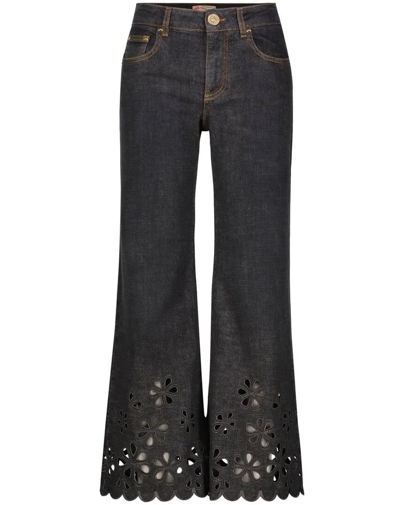Maison Common Damen Jeans mit Srickerei Schwarz