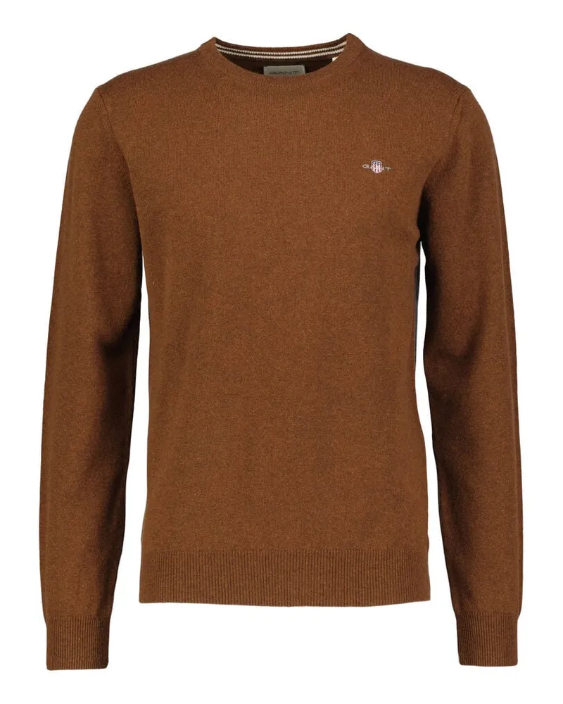 Gant Herren Strickpullover aus Lammwolle SUPERFINE LAMBSWOOL Braun