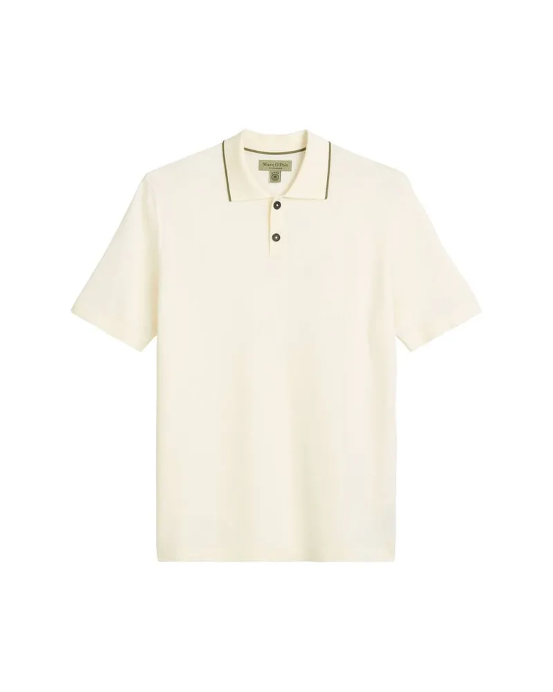 Marc O'Polo Herren Strickpoloshirt aus Bio-Baumwolle Weiss