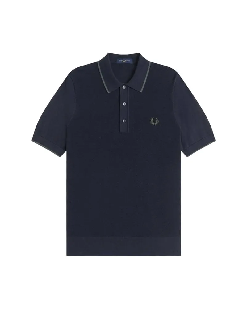 Fred Perry Herren Pullover aus Baumwolle PIQUE STITCH KNITTED Bleu