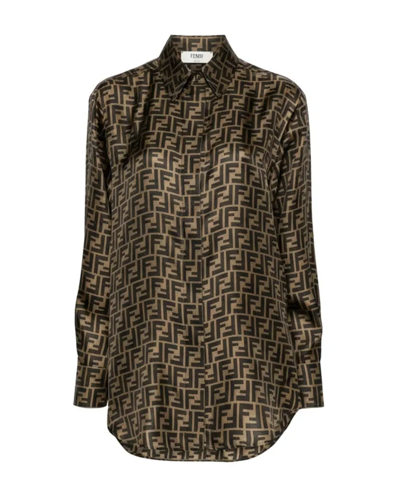 Fendi Damen Seidenbluse Braun