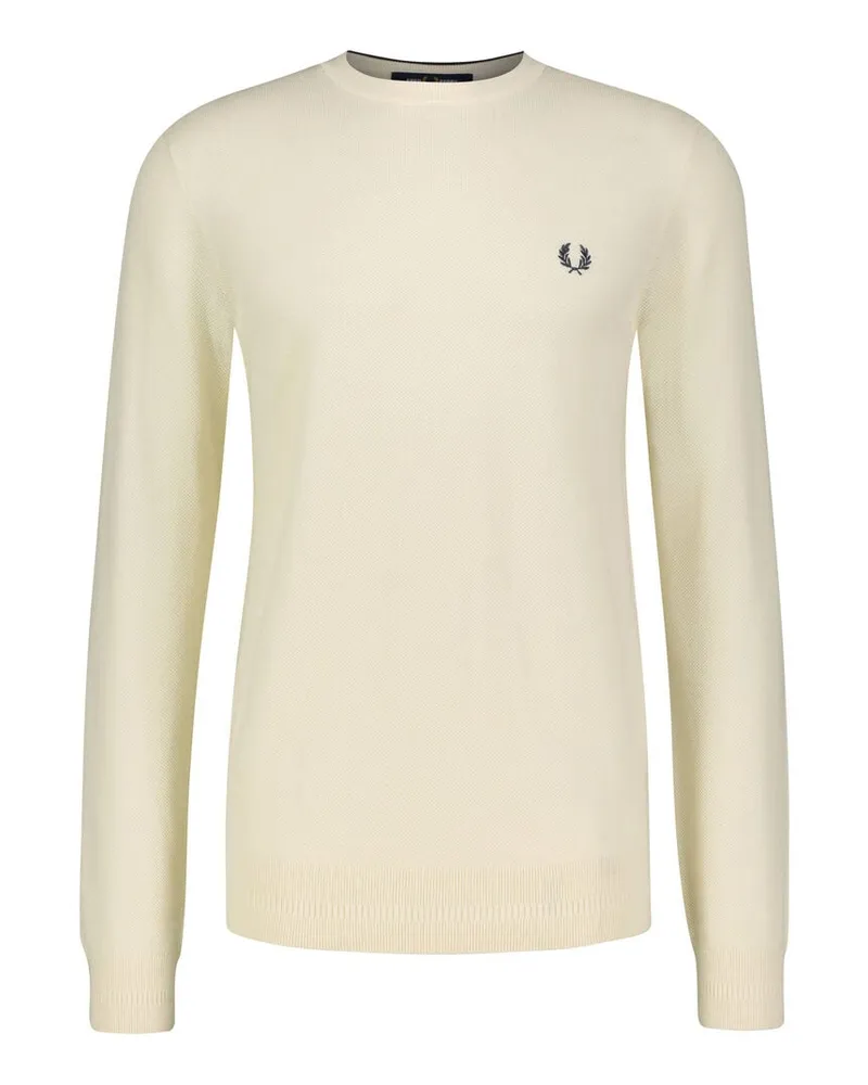Fred Perry Herren Strickpullover aus Baumwolle PIQUE STITCH JUMPER Offwhite