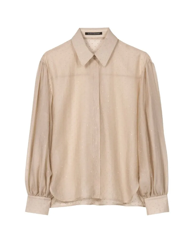 Luisa Cerano Damen Bluse mit Glitzersteinen Sand