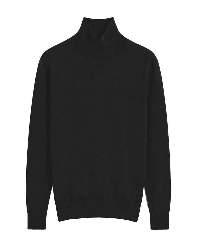 Totême Pullover HIGH-NECK DOUBLE KNIT aus Wolle Schwarz