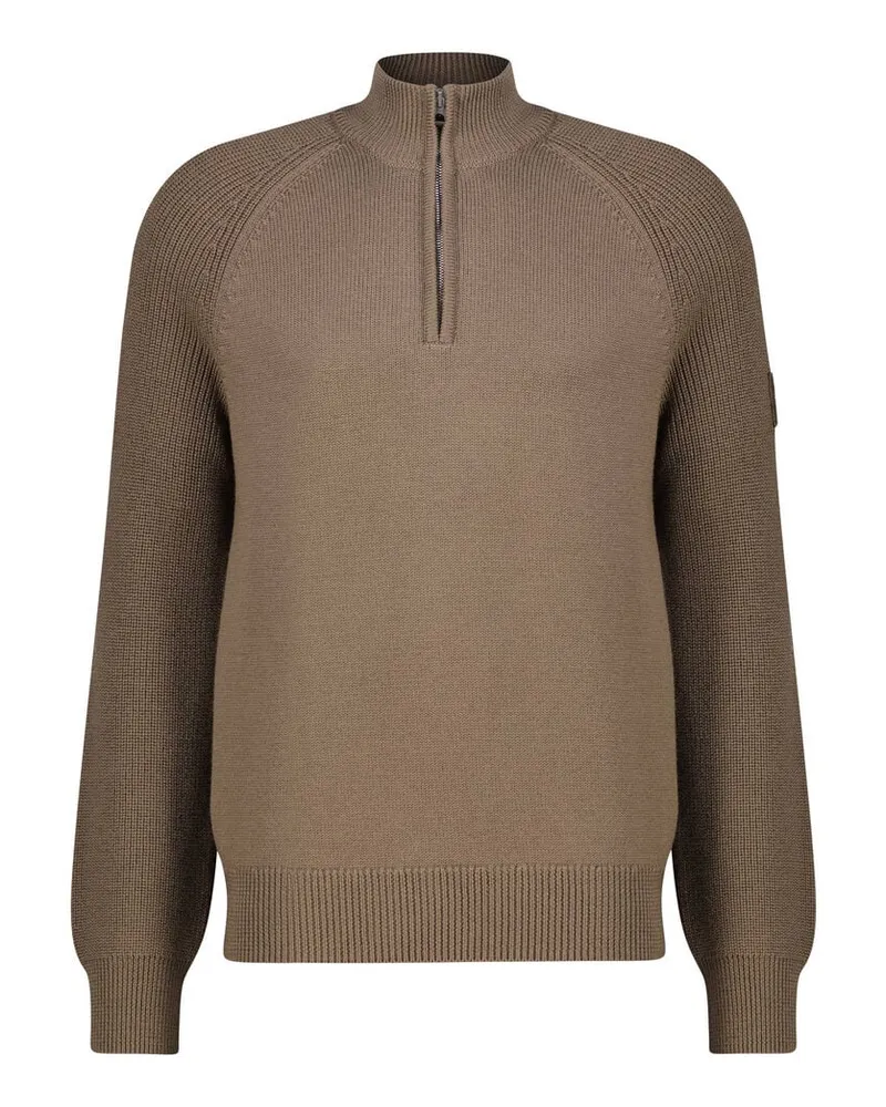 Belstaff Herren Pullover ASPECT QUARTER ZIP JUMPER Regular Fit aus Merinowolle Taupe
