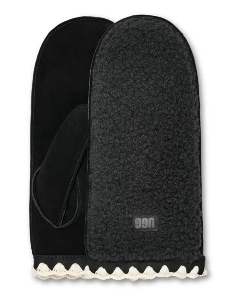 UGG Damen Fäustlinge aus Leder und Fleece Schwarz