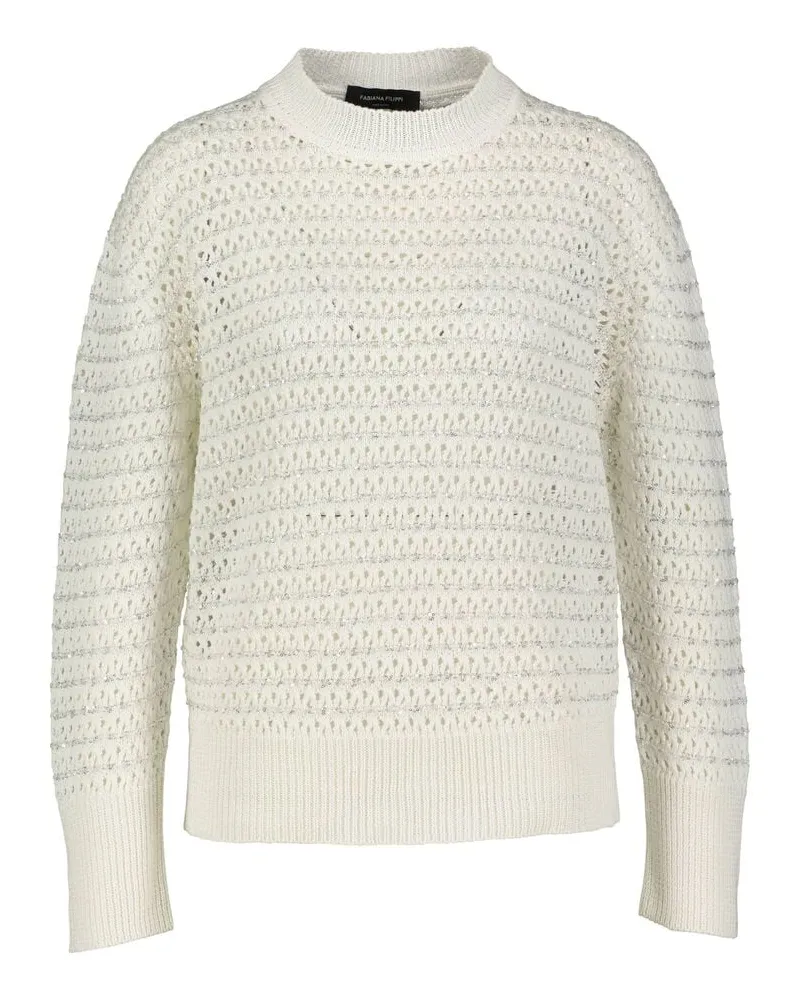 Fabiana Filippi Damen Strickpullover mit Pailletten Weiss