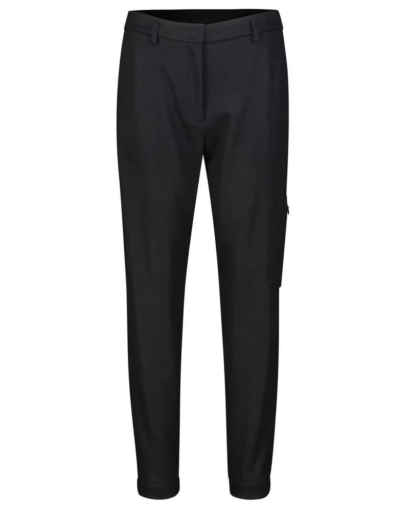 Akris Damen Cargohose aus gefilztem Wolljersey Schwarz