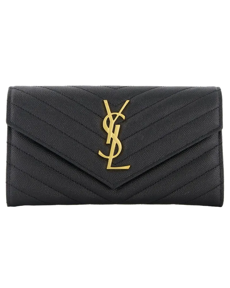 Saint Laurent Damen Geldbörse CASSANDRE MATELASSE aus Leder Schwarz