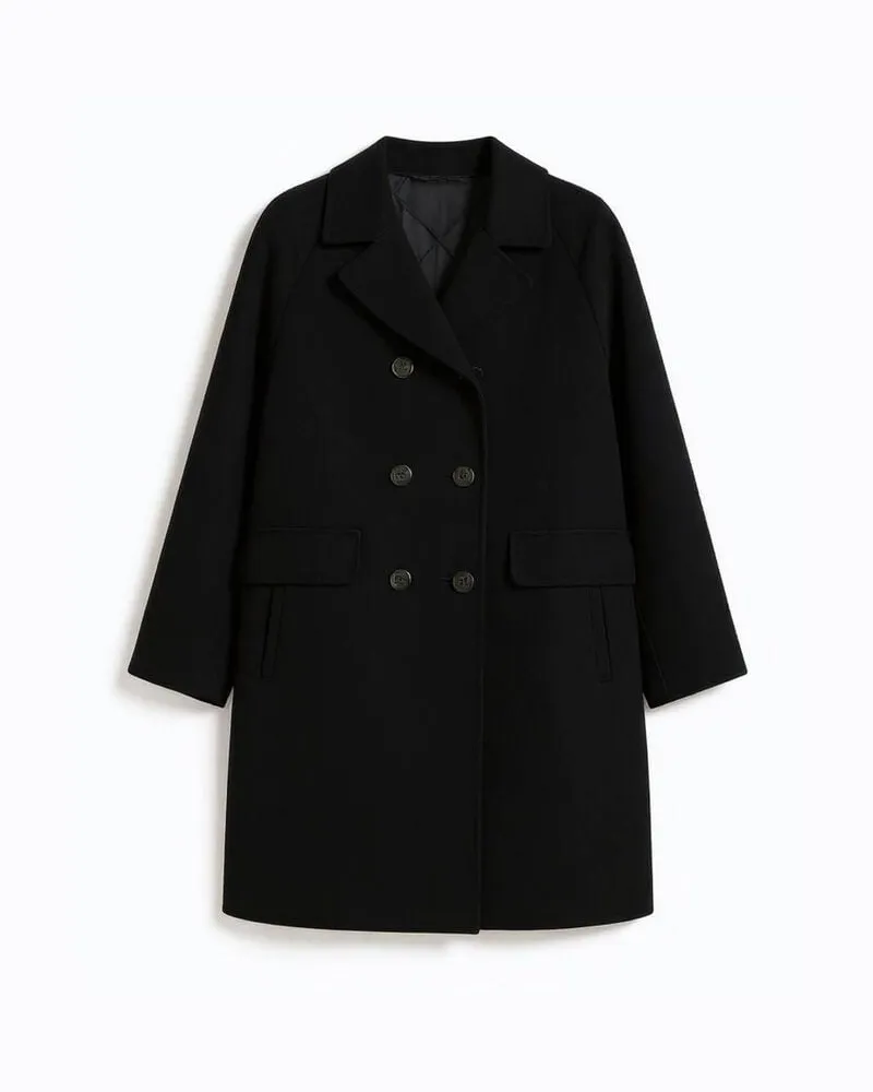 Max Mara Damen Mantel ZOLFO Klassischer Fit aus Schurwolle Schwarz