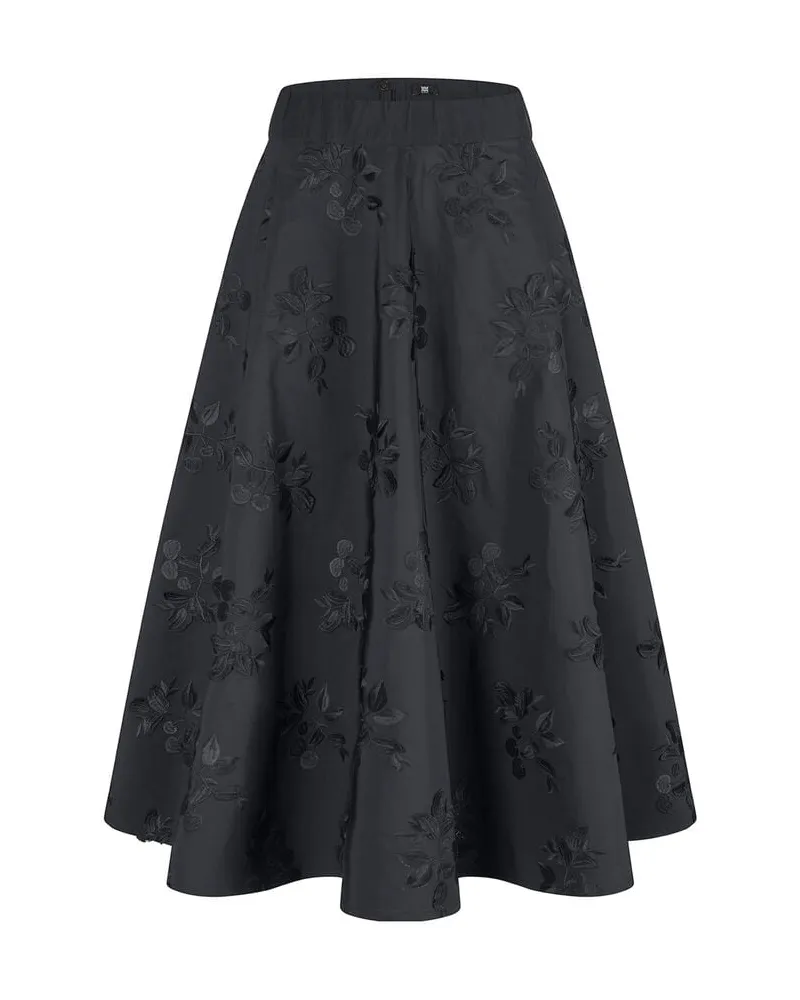 Riani Damen Midirock mit Kirschenstickerei Schwarz
