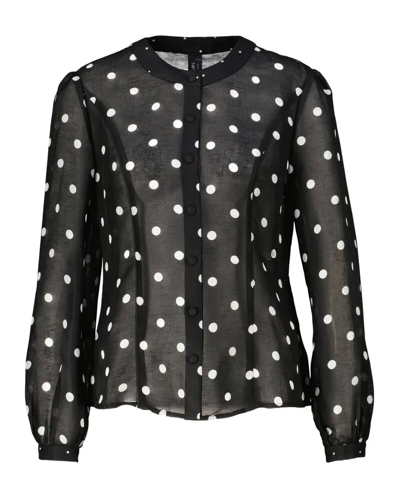 Marc Cain Damen Bluse aus Leinen und Seide Black