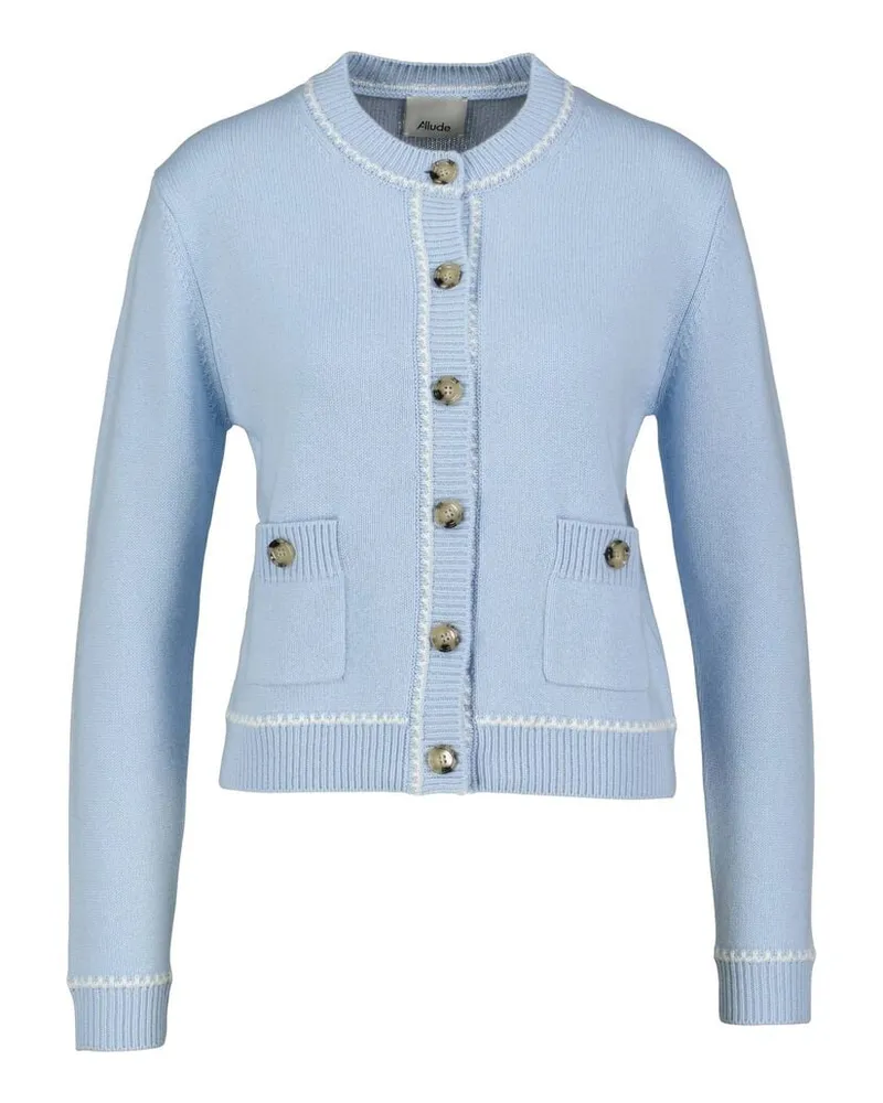 ALLUDE Damen Strickjacke aus Wolle und Kaschmir Bleu