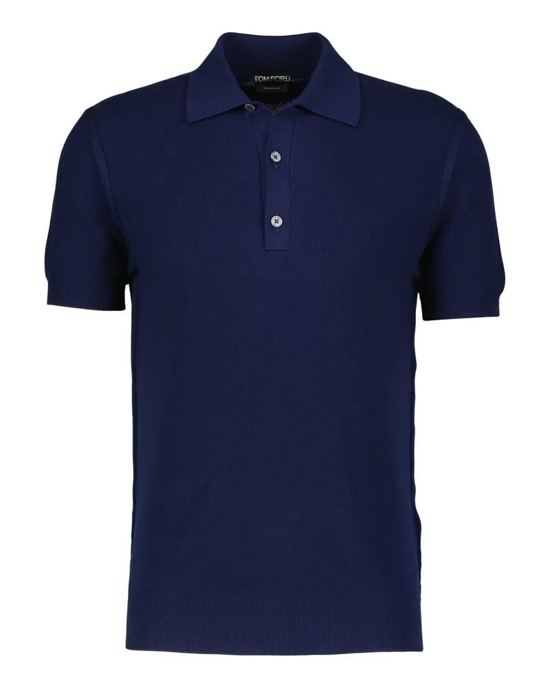 Tom Ford Herren Poloshirt aus Baumwolle und Seide Marine