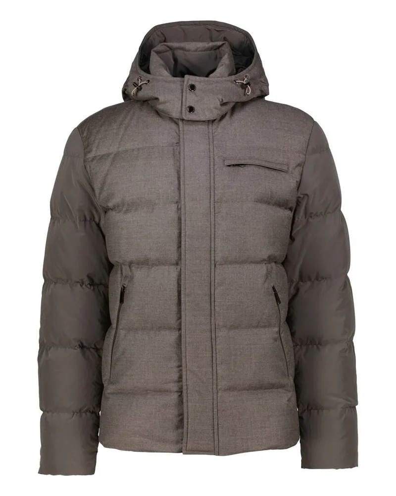 Paul & Shark Herren Daunenjacke aus Wolle und Seide Taupe