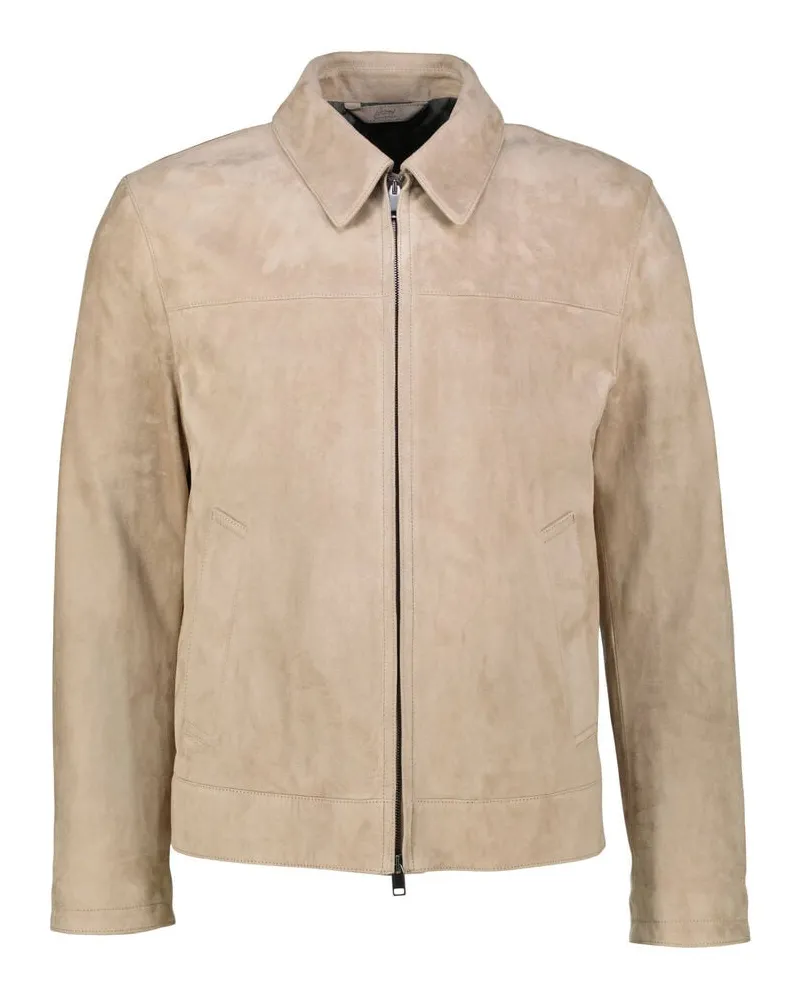 Brioni Herren Lederjacke Sand