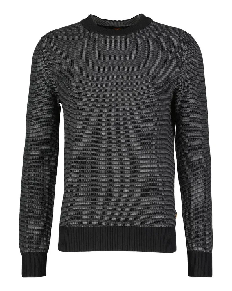 HUGO BOSS Herren Strickpullover aus Baumwollmix KLAPOK Schwarz