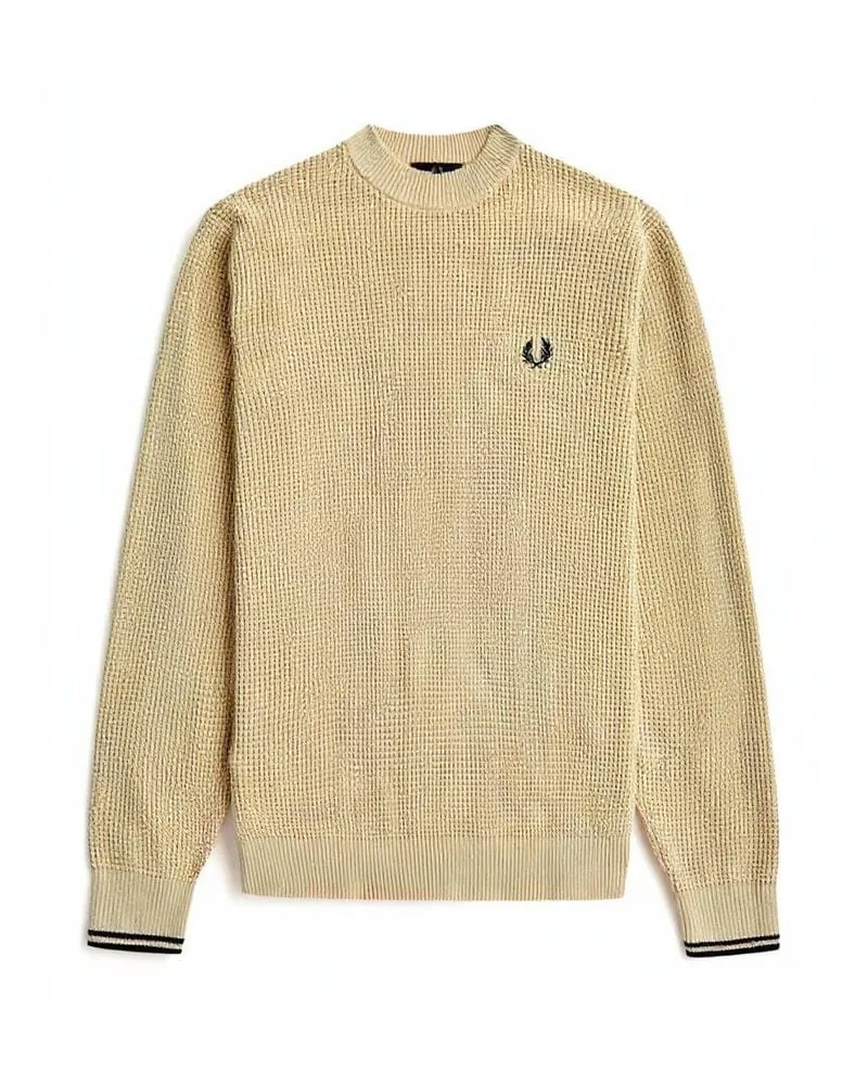 Fred Perry Herren Strickpullover aus Baumwolle WAFFLE STITCH Indigo
